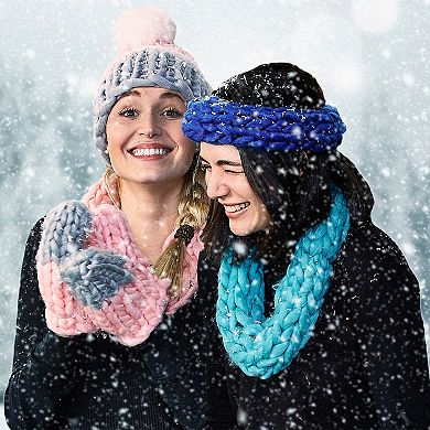 Navy & Blue Chunky Knit Mittens