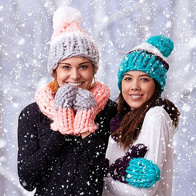 Navy & Blue Chunky Knit Mittens