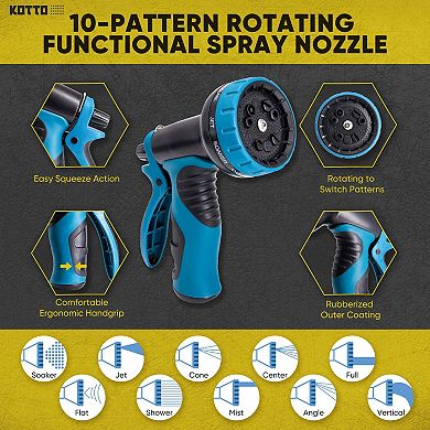 Kotto 50" Expandable Water Garden Hose: 10 Spray Nozzles, Solid Brass Connector