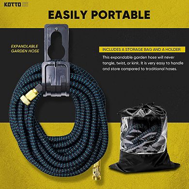 Kotto 50" Expandable Water Garden Hose: 10 Spray Nozzles, Solid Brass Connector