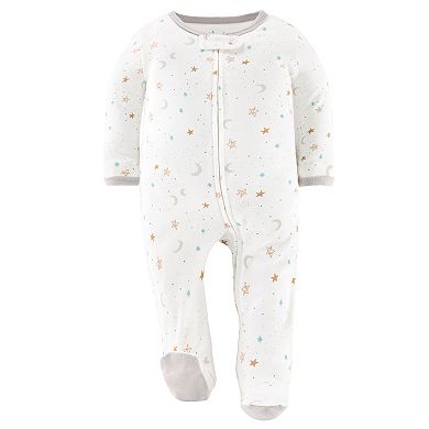 The Peanutshell Neutral Celestial Footed Baby Sleepers for Boys & Girls, 3 Pack