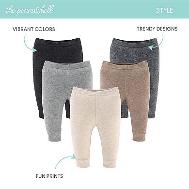 The Peanutshell Baby Boy & Baby Girl Pants, 5-Pack, Earthy Neutrals