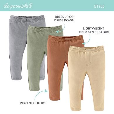 The Peanutshell Baby Boy & Baby Girl Jeggings, 4-Pack, Neutral