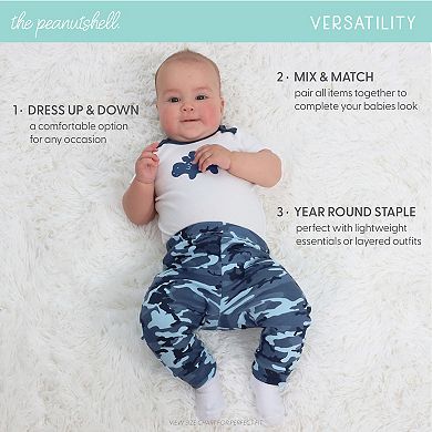The Peanutshell Layette Gift Set for Baby Boys, Blue Camo, 23 Essential Pieces, Blue