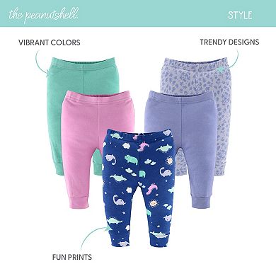 The Peanutshell Baby Girl Pants, 5-Pack, Dino Girl