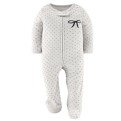 The Peanutshell Pink Balletcore Footed Baby Sleepers for Girls, 3 Pack