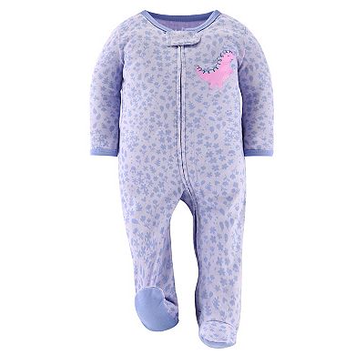 The Peanutshell Dino Girl Footed Baby Sleepers for Girls, 3 Pack