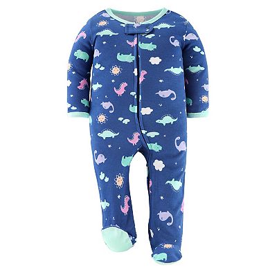 The Peanutshell Dino Girl Footed Baby Sleepers for Girls, 3 Pack