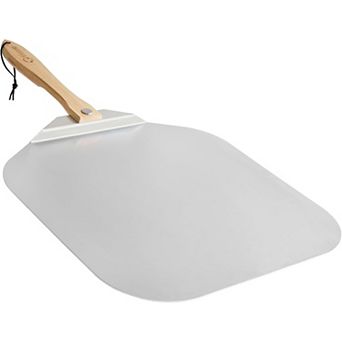 Chef Pomodoro Aluminum Metal Pizza Peel with Foldable Wood Handle for Easy Storage
