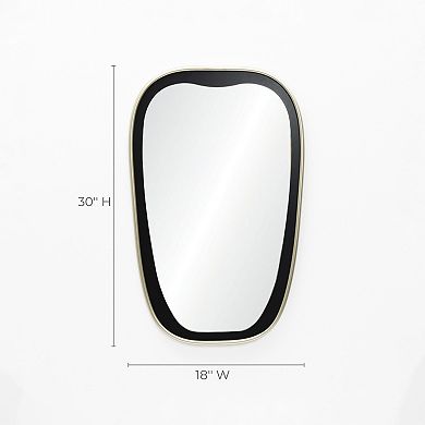LuxenHome 30-Inch Tall Oblong Rounded Black with Gold Iron Metal Frame Wall Mirror