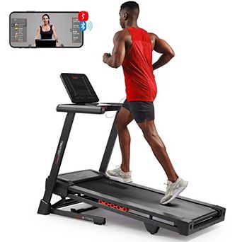 Sunny Health & Fitness Treadmill Smart Auto Incline 20” Deck Treadmill with 300 LB Weight Capacity