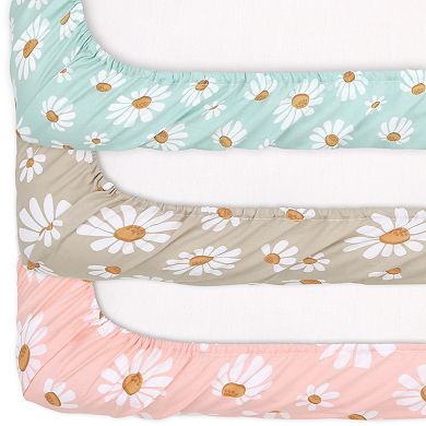 The Peanutshell Daisy Dreams 3-Pack Fitted Playard Sheets