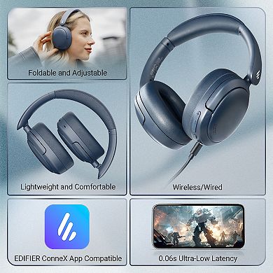 Edifier Hybrid Active Noise Cancelling Headphones, Bluetooth Headset with 45H Playtime Hi-Res Audio