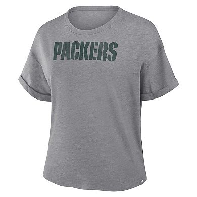 Women's Fanatics Heather Gray Green Bay Packers Tri-Blend T-Shirt