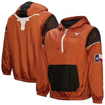 Men's Mitchell & Ness Texas Orange Texas Longhorns Team 3.0 Anorak Half-Zip Hoodie