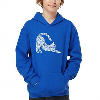 Stretching Cat - Boy's Word Art Hooded Sweatshirt