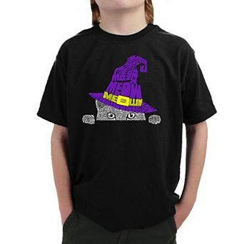 Peeking Witch Cat - Boy's Word Art T-shirt