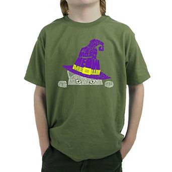 Peeking Witch Cat - Boy's Word Art T-shirt