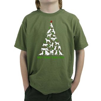 Here Comes Santa Paws - Boy's Word Art T-shirt