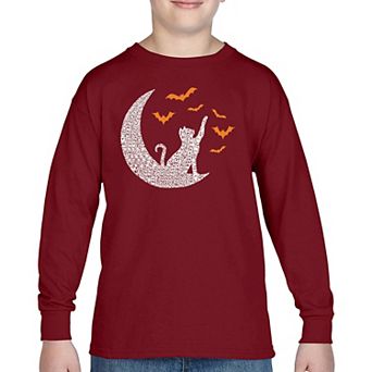 Lunar Bats - Boy's Word Art Long Sleeve T-shirt