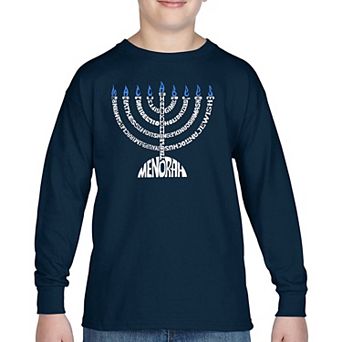 Menorah - Boy's Word Art Long Sleeve T-shirt