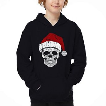 Santa Skull - Boy's Word Art Hooded Sweatshirt