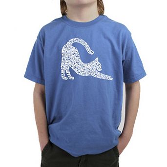 Stretching Cat - Boy's Word Art T-shirt