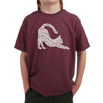 Stretching Cat - Boy's Word Art T-shirt
