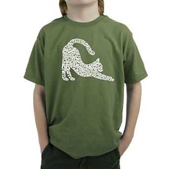 Stretching Cat - Boy's Word Art T-shirt