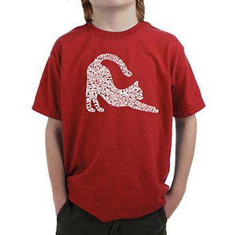 Stretching Cat - Boy's Word Art T-shirt