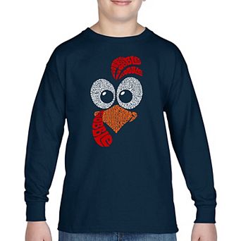 Turkey Face - Boy's Word Art Long Sleeve T-shirt