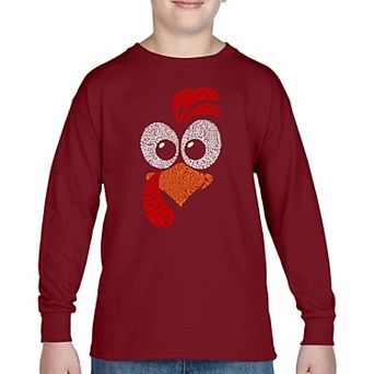 Turkey Face - Boy's Word Art Long Sleeve T-shirt