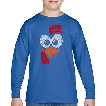 Turkey Face - Boy's Word Art Long Sleeve T-shirt