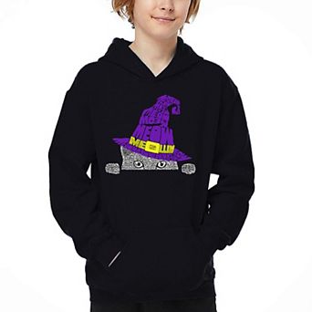 Peeking Witch Cat - Boy's Word Art Hooded Sweatshirt