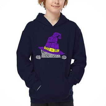 Peeking Witch Cat - Boy's Word Art Hooded Sweatshirt
