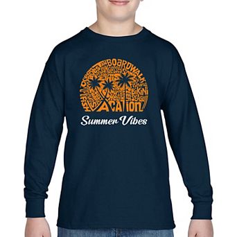 Summer Vibes - Boy's Word Art Long Sleeve T-shirt