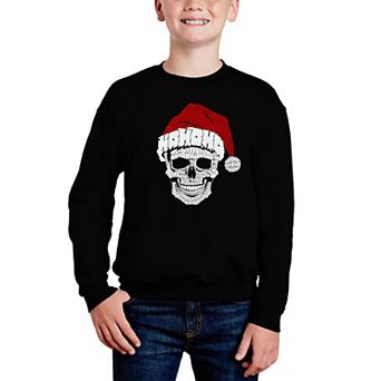 Santa Skull - Boy's Word Art Crewneck Sweatshirt