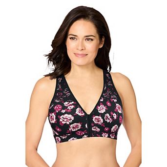 Catherines Women's Plus Size Wireless Front-Close Cotton Comfort Bra