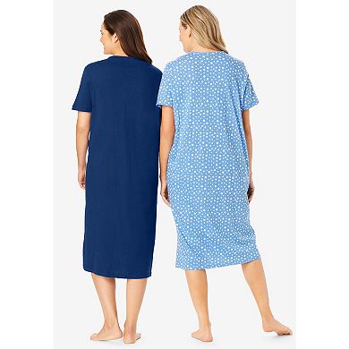 Dreams & Co. Plus Size 2-Pack Long Sleepshirts