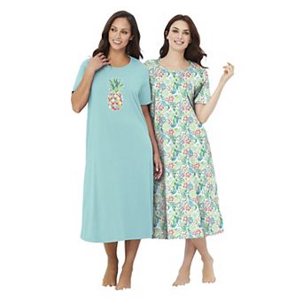 Dreams & Co. Plus Size 2-Pack Long Sleepshirts