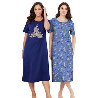 Dreams & Co. Plus Size 2-Pack Long Sleepshirts