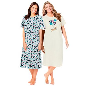 Dreams & Co. Plus Size 2-Pack Long Sleepshirts
