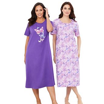Dreams & Co. Plus Size 2-Pack Long Sleepshirts
