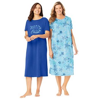 Dreams & Co. Plus Size 2-Pack Long Sleepshirts