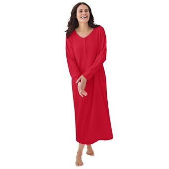 Dreams & Co. Plus Size Thermal Henley Nightgown