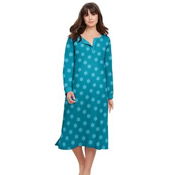 Dreams & Co. Plus Size Thermal Henley Nightgown