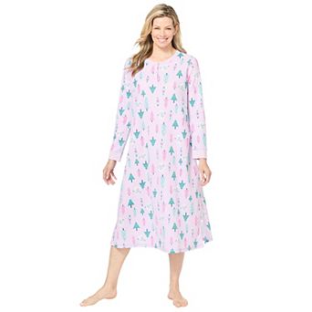 Dreams & Co. Plus Size Thermal Henley Nightgown