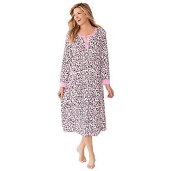 Dreams & Co. Plus Size Thermal Henley Nightgown