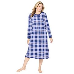 Dreams & Co. Plus Size Breezy Eyelet Knit Long Nightgown - 14/16, Caribbean Blue At Women's Clothing Store
