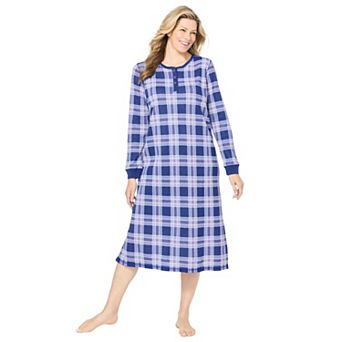 Dreams & Co. Plus Size Thermal Henley Nightgown